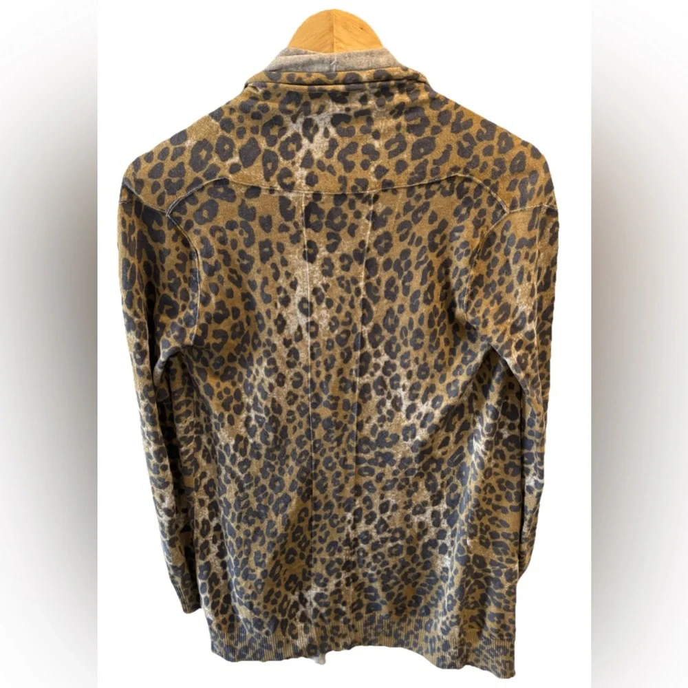 ARITZIA Wilfred Silk Cashmere Blend Animal Print Size XXS Open Cardigan Sweater - Picture 2 of 7